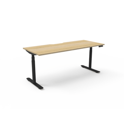 Halo Plus Electric Height Adjustable Desk 1200mm Natural Oak Top & Black Frame Without Cable Tray/Without Screen - Office Furniture Company