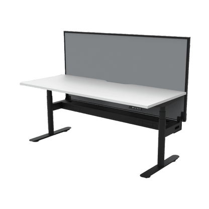 Halo Plus Electric Height Adjustable Desk 1200mm Natural White Top & Black Frame With Cable Tray With Screen - Office Furniture Company
