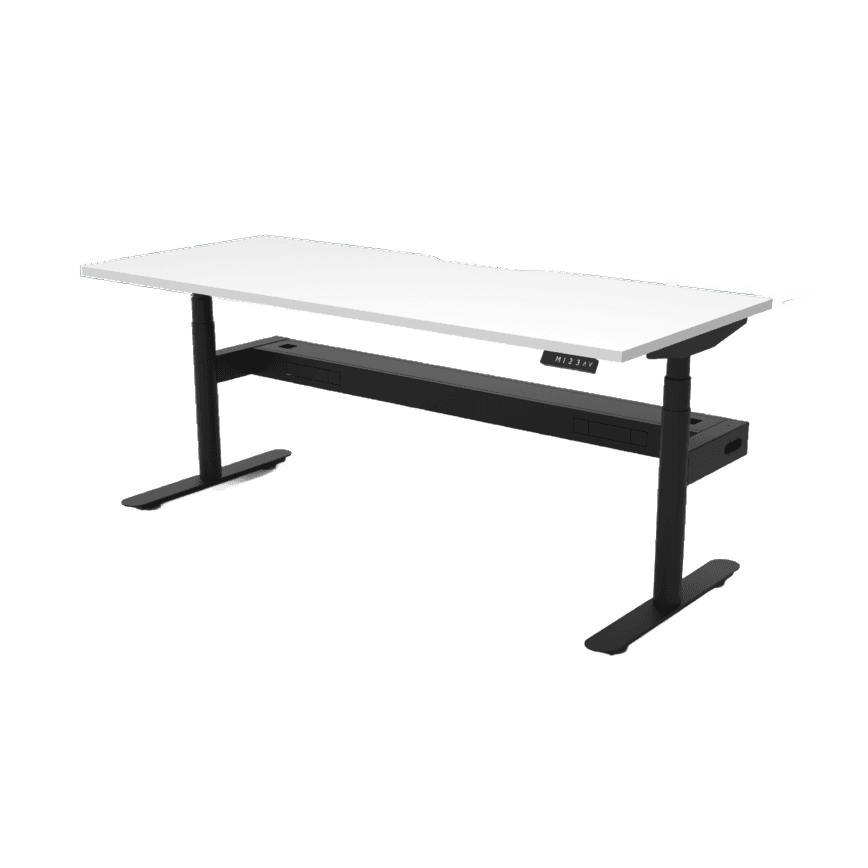 Halo Plus Electric Height Adjustable Desk 1200mm Natural White Top & Black Frame With Cable Tray/Without Screen - Office Furniture Company
