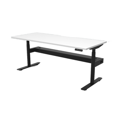 Halo Plus Electric Height Adjustable Desk 1200mm Natural White Top & Black Frame With Cable Tray/Without Screen - Office Furniture Company