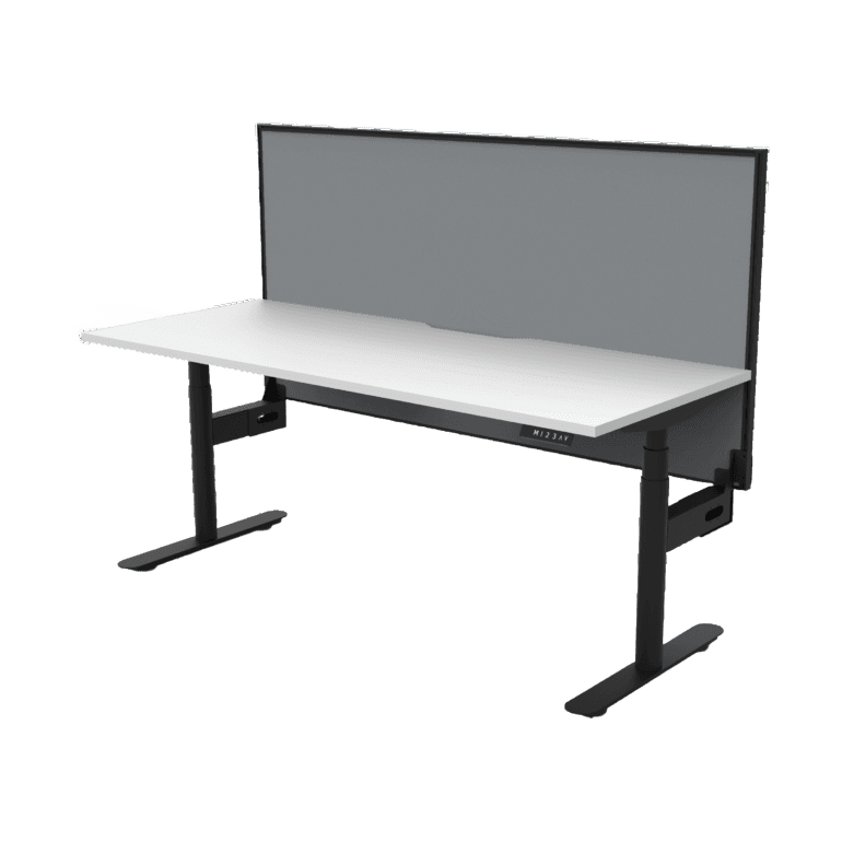 Halo Plus Electric Height Adjustable Desk 1200mm Natural White Top & Black Frame Without Cable Tray/With Screen - Office Furniture Company