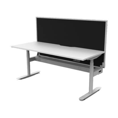 Halo Plus Electric Height Adjustable Desk 1200mm Natural White Top & White Frame With Cable Tray With Screen - Office Furniture Company