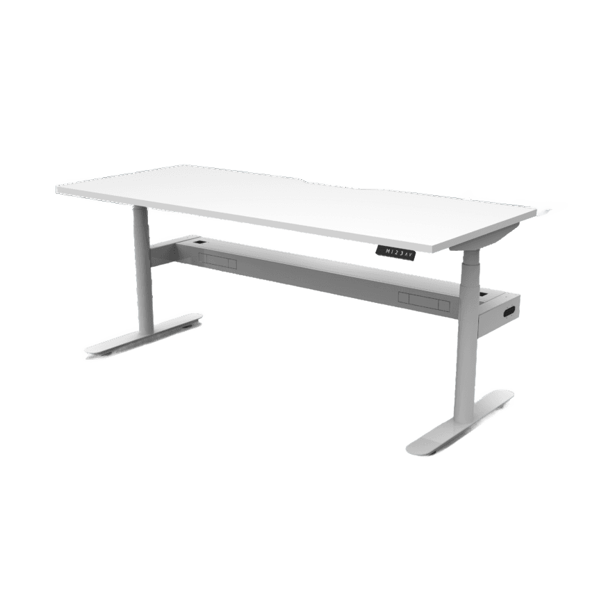 Halo Plus Electric Height Adjustable Desk 1200mm Natural White Top & White Frame With Cable Tray/Without Screen - Office Furniture Company