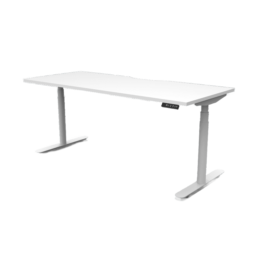Halo Plus Electric Height Adjustable Desk 1200mm Natural White Top & White Frame Without Cable Tray/Without Screen - Office Furniture Company
