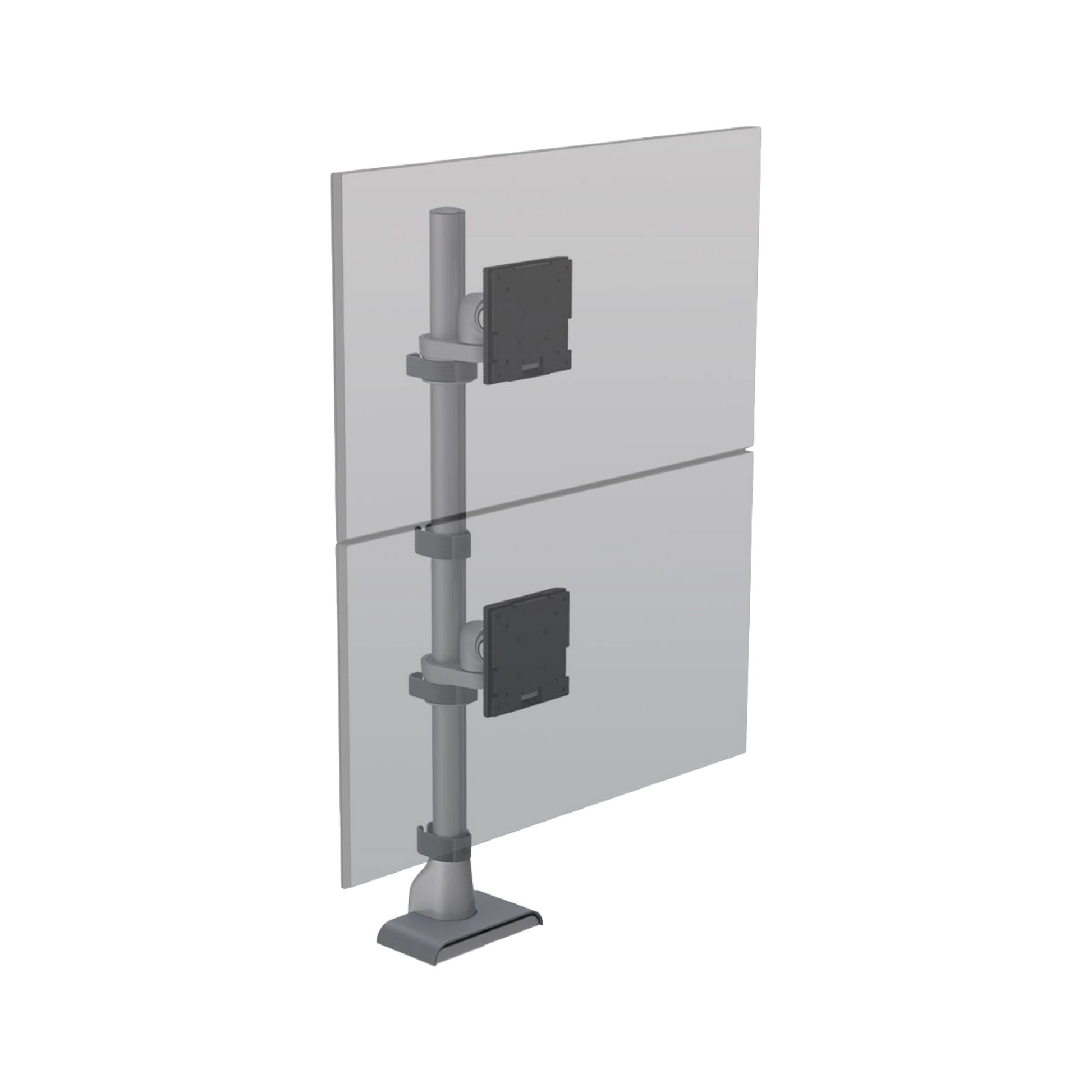 HAT E5 One over One Static Pole Monitor Arm Silver