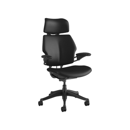 Humanscale Freedom Task Chair with Headrest in Black Leather Graphite