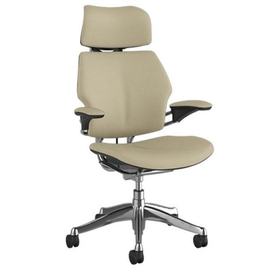 Humanscale Freedom Task Chair with Headrest in Vanilla Leather - Office Furniture Company 