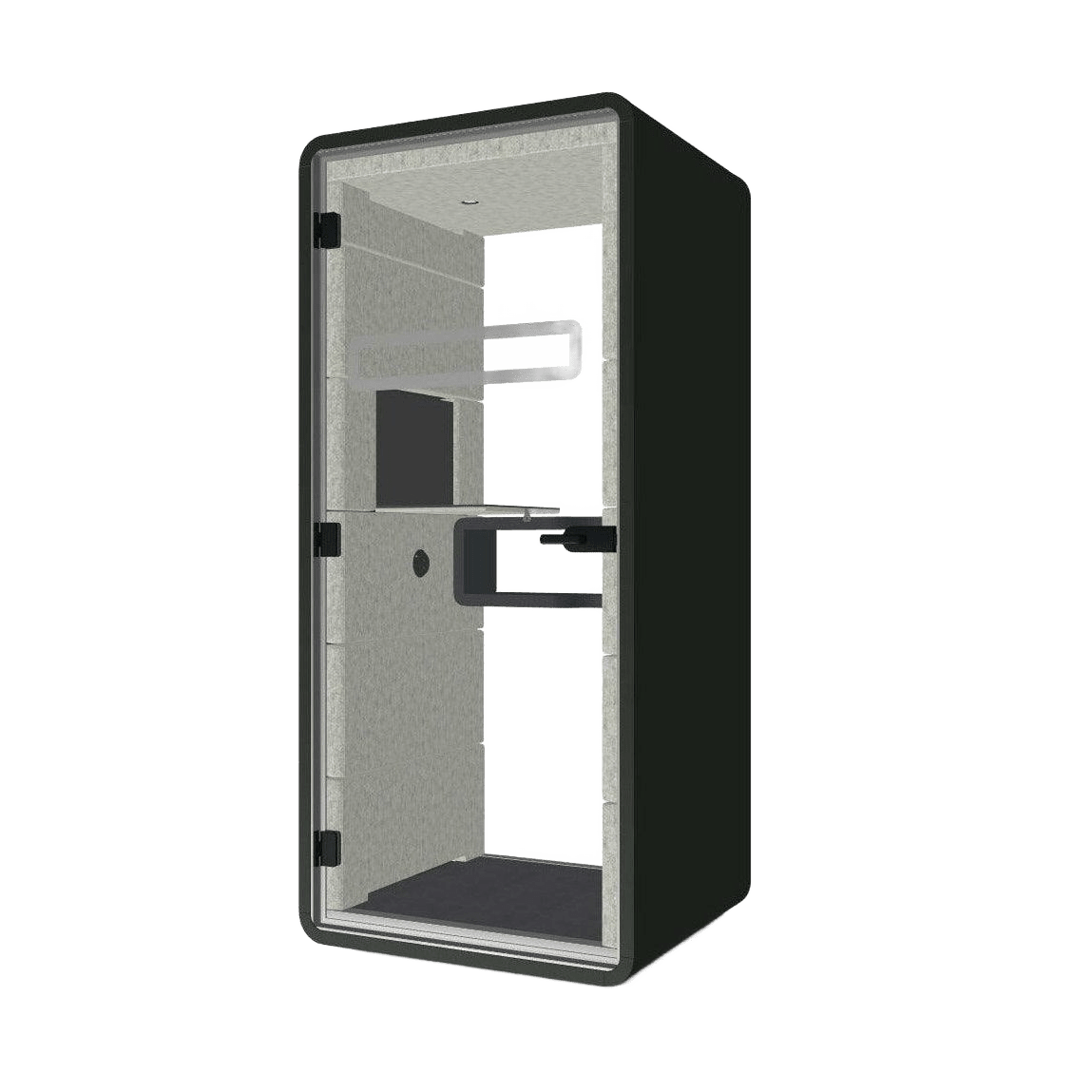 Hush Acoustic Phone Booth with Cosmos Grey Shelf - Office Furniture Company