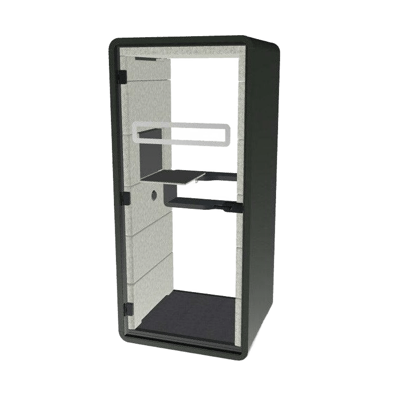 Hush Acoustic Phone Booth with Cosmos Grey Shelf 1 - Office Furniture Company