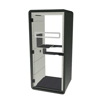 Hush Acoustic Phone Booth with Cosmos Grey Shelf 1 - Office Furniture Company