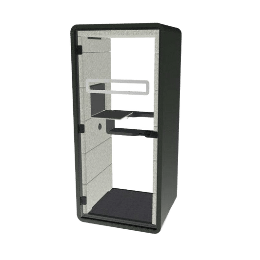 Hush Acoustic Phone Booth with Cosmos Grey Shelf - Office Furniture Company