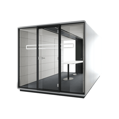 Hush Meet L 1 - 4 Persons Meeting Room Pod White (ABB) Grey (TPC)
