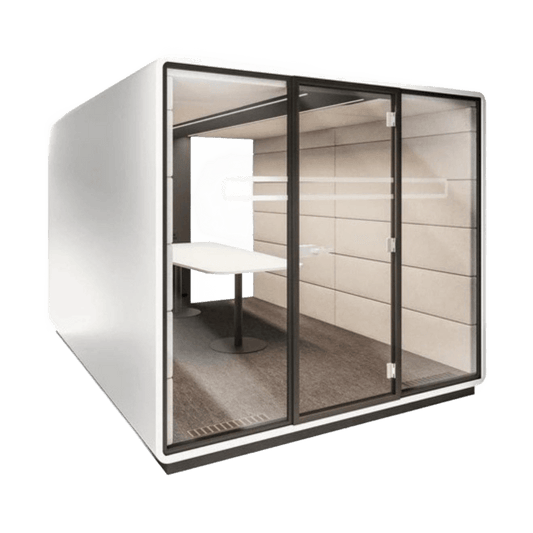 Hush Meet L 1 - 8 Persons Meeting Room Pod White Outer Shell - Office Furniture Company