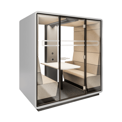 Hush Office Meet 4 Persons Pod White Outer Shell - Office Furniture Company