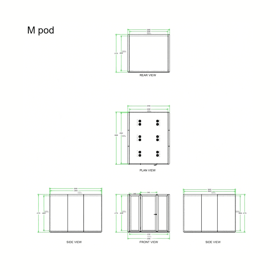 Inapod M Pod 1 - 8 Person Meeting Pod Silver Inapod Exterior 3000d x 2400w