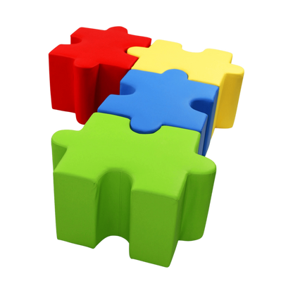 Jigsaw Puzzle Shaped Ottoman Blue