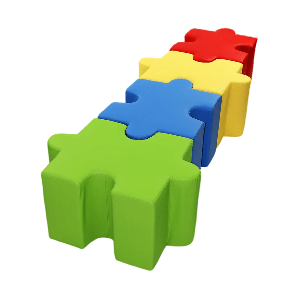 Jigsaw Puzzle Shaped Ottoman Blue