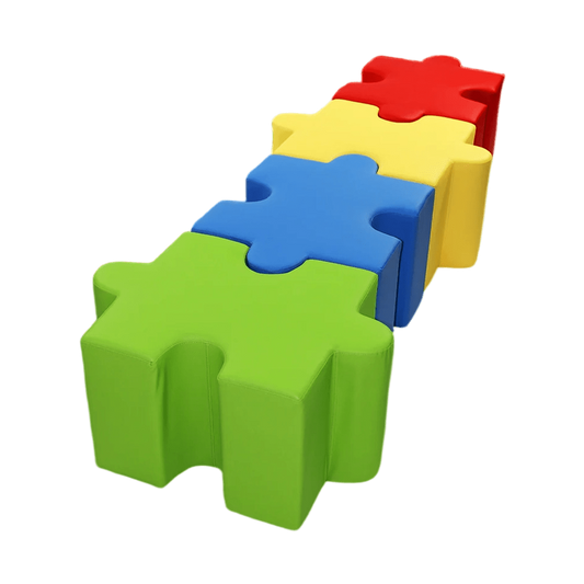 Jigsaw Puzzle Shaped Ottoman Blue