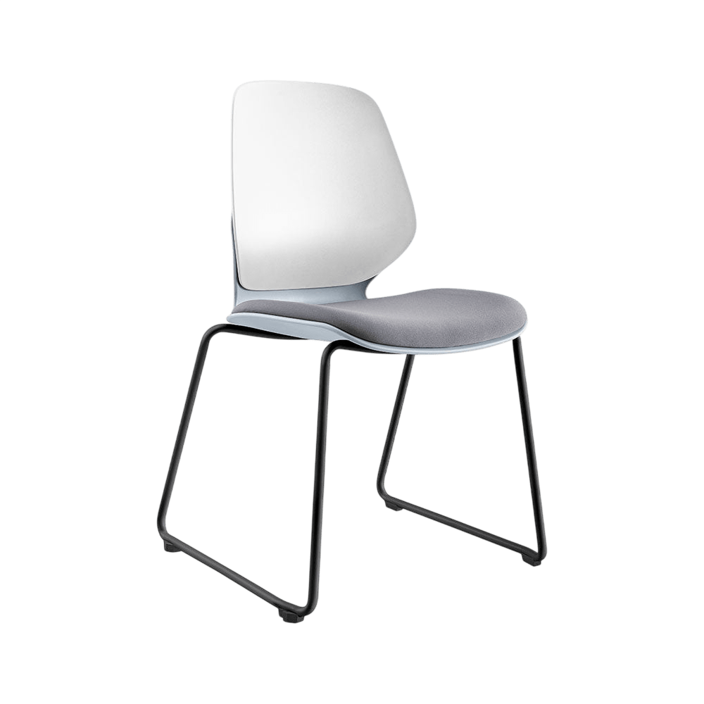 Kaleido White Back Sled Base Chair Blue