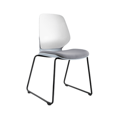 Kaleido White Back Sled Base Chair Blue
