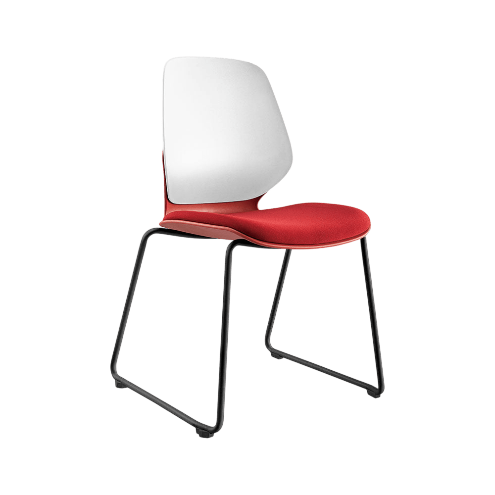 Kaleido White Back Sled Base Chair Blue