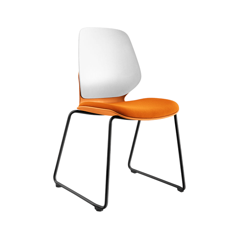 Kaleido White Back Sled Base Chair Blue