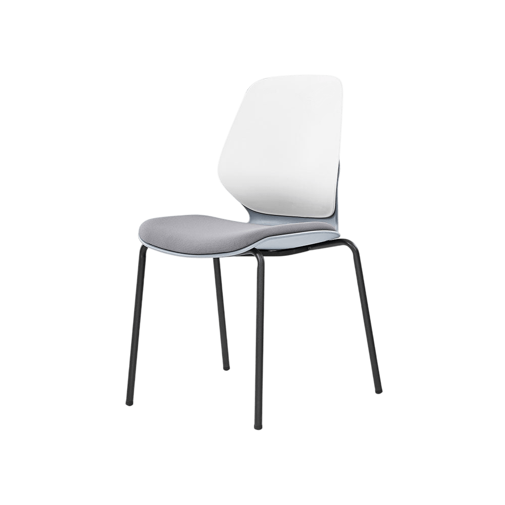 Kaleido White Back Steel Chair Black Fabric No