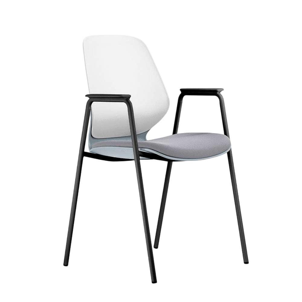 Kaleido White Back Steel Chair Black Fabric No