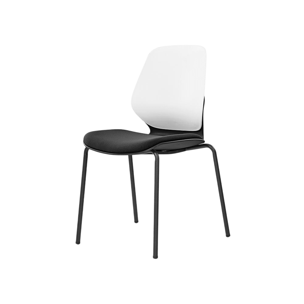 Kaleido White Back Steel Chair Black Fabric No