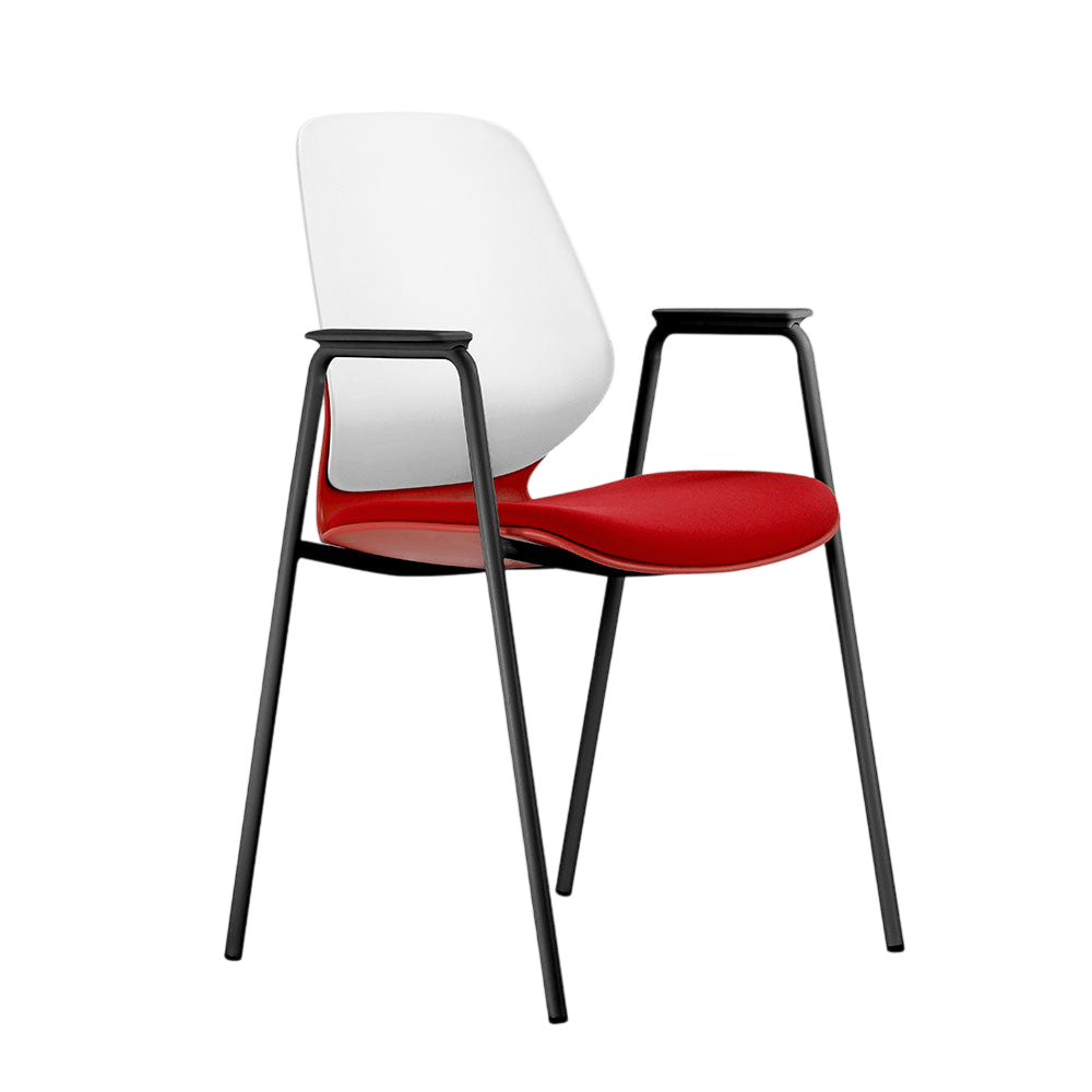 Kaleido White Back Steel Chair Black Fabric No