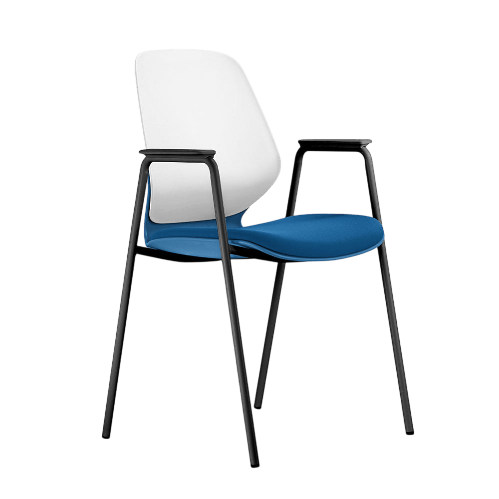 Kaleido White Back Steel Chair Black Fabric No
