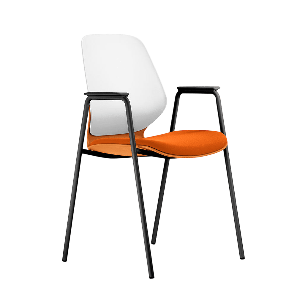 Kaleido White Back Steel Chair Black Fabric No