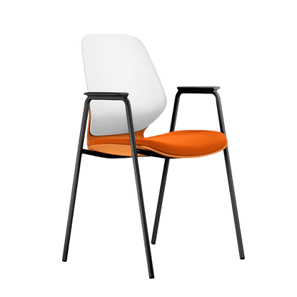 Kaleido White Back Steel Chair Black Fabric No
