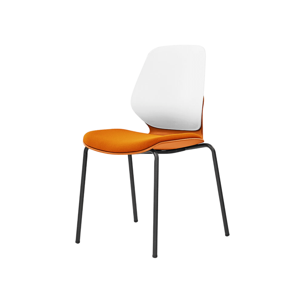Kaleido White Back Steel Chair Black Fabric No