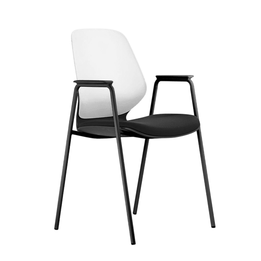 Kaleido White Back Steel Chair Black Fabric No
