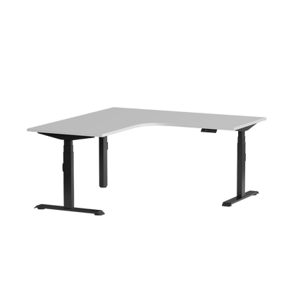 Klass Corner Height Adjustable Desk with Left - Hand Return 1800x1800x600 Black White - Office Furniture Company