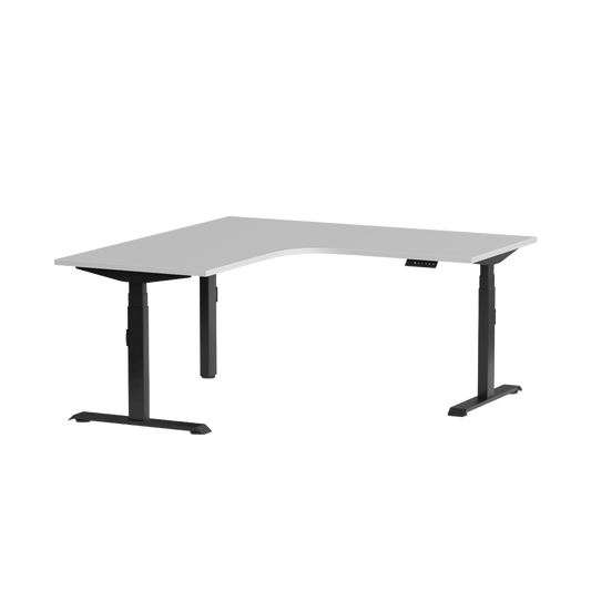Klass Corner Height Adjustable Desk with Right - Hand Return 1800x1800x600 Black White - Office Furniture Company