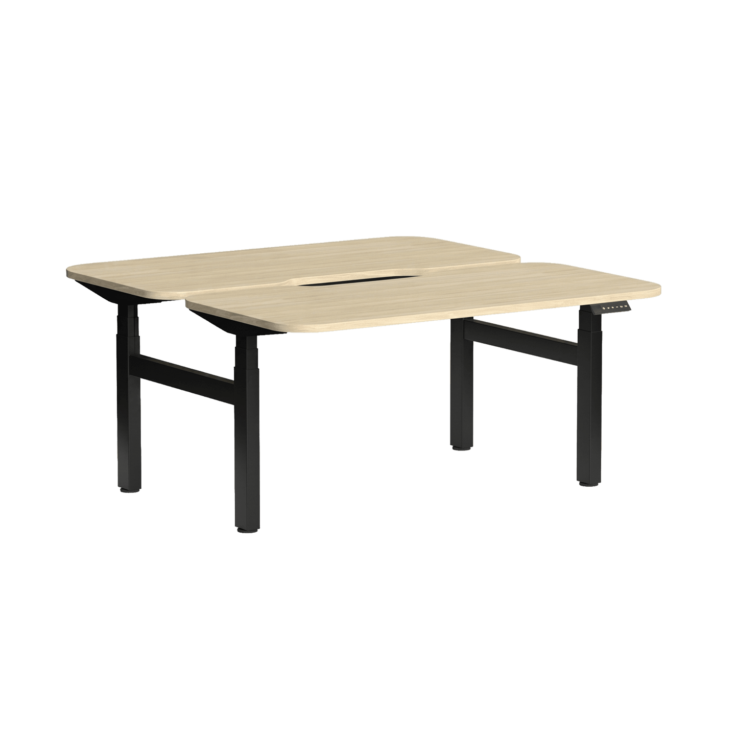 Klass Curve 2 Person Sit Stand Back To Back Workstation 2 x 1500x750 Black New Oak Ravine