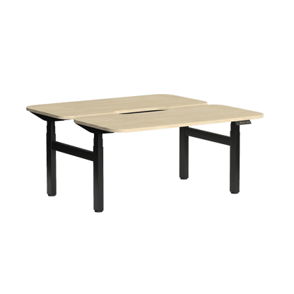 Klass Curve 2 Person Sit Stand Back To Back Workstation 2 x 1500x750 Black New Oak Ravine