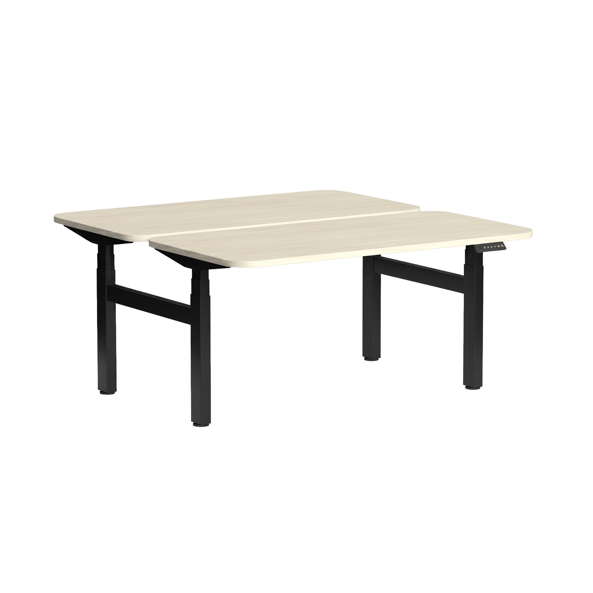 Klass Curve 2 Person Sit Stand Back To Back Workstation 2 x 1500x750 Black Nordic Maple