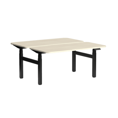 Klass Curve 2 Person Sit Stand Back To Back Workstation 2 x 1500x750 Black Nordic Maple