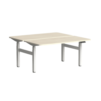 Klass Curve 2 Person Sit Stand Back To Back Workstation 2 x 1500x750 White Nordic Maple
