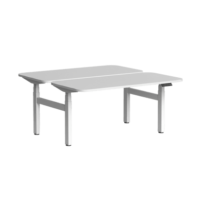 Klass Curve 2 Person Sit Stand Back To Back Workstation 2 x 1500x750 White White