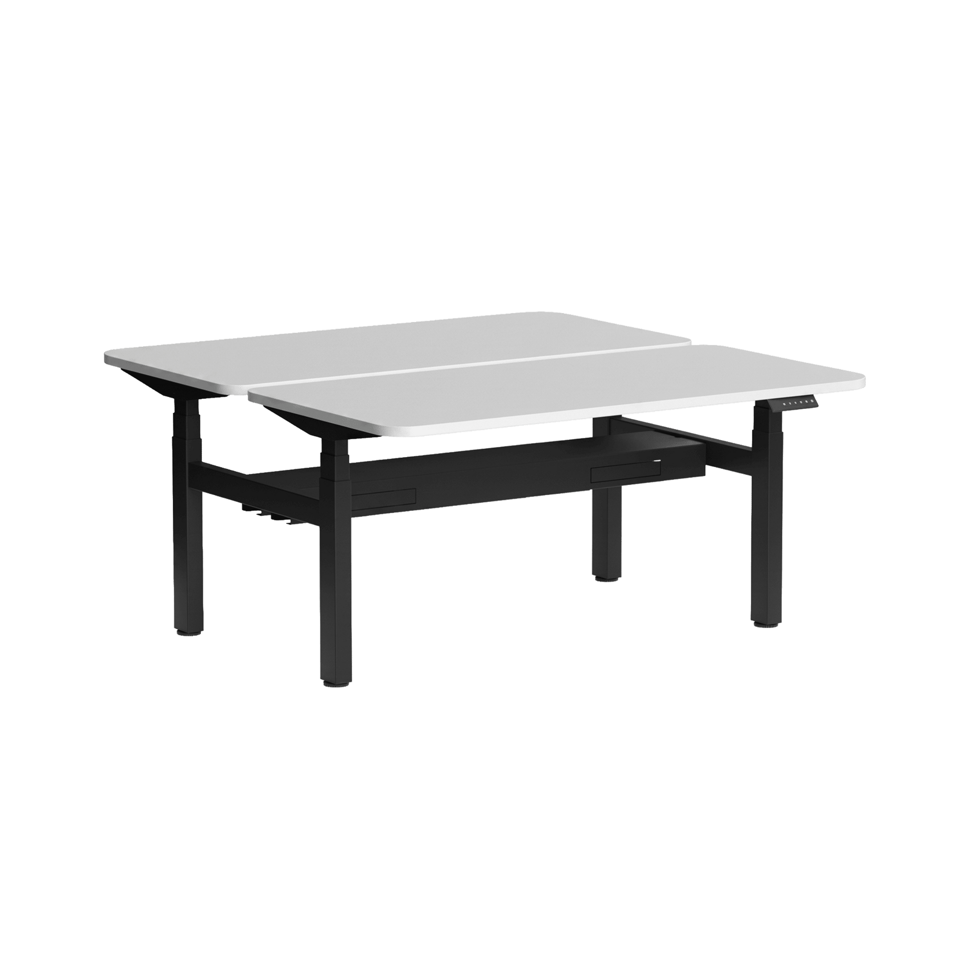 Klass Curve 2 Person Sit Stand Back To Back Workstation with Cable Management 2 x 1500x750 Black White