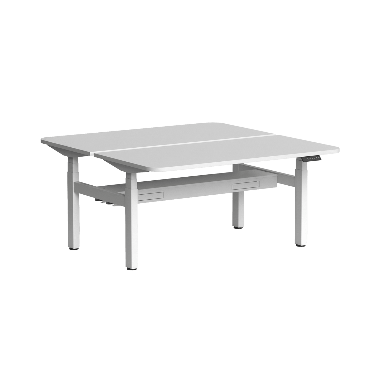 Klass Curve 2 Person Sit Stand Back To Back Workstation with Cable Management 2 x 1500x750 White White