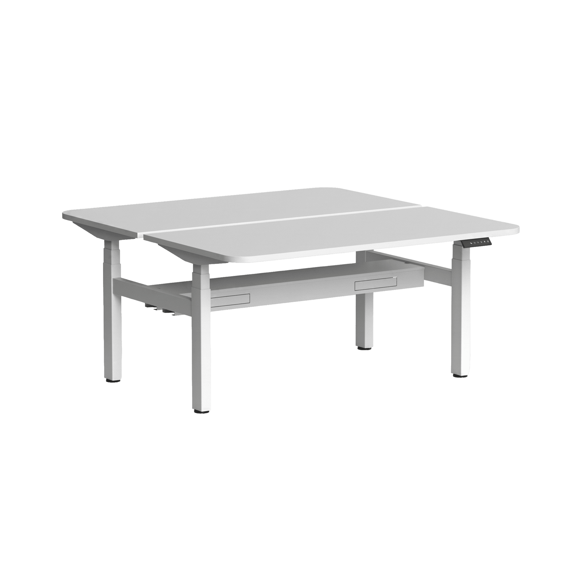 Klass Curve 2 Person Sit Stand Back To Back Workstation with Cable Management 2 x 1500x750 White White