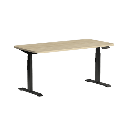 Klass Curve Height Adjustable Standing Desk 1500x750 Black New Oak Ravine