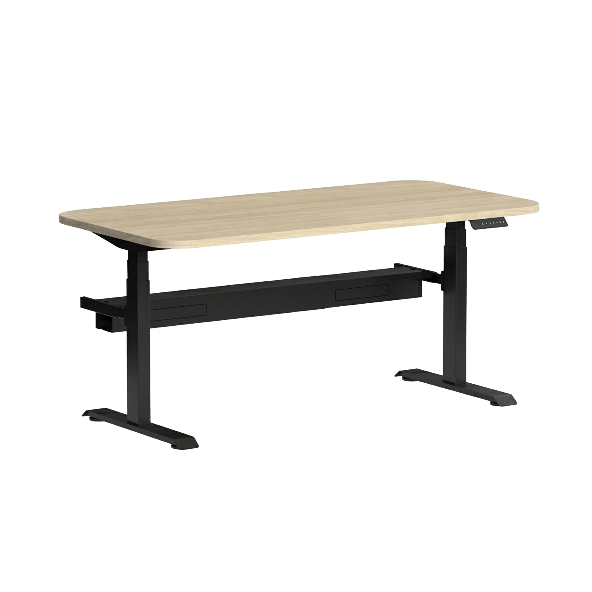 Klass Curve Height Adjustable Standing Desk with Cable Management 1500x750 Black New Oak Ravine