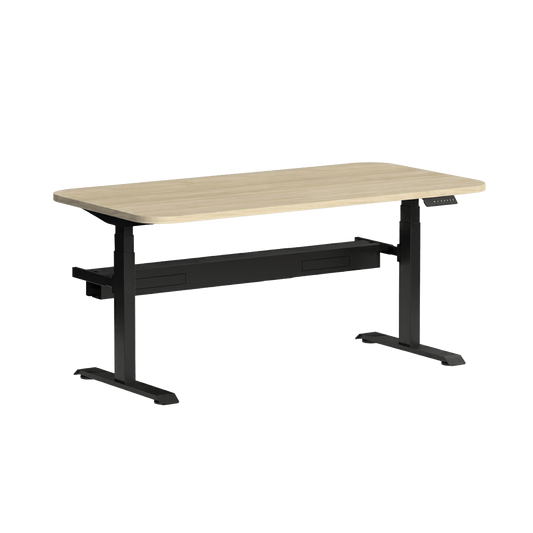 Klass Curve Height Adjustable Standing Desk with Cable Management 1500x750 Black New Oak Ravine