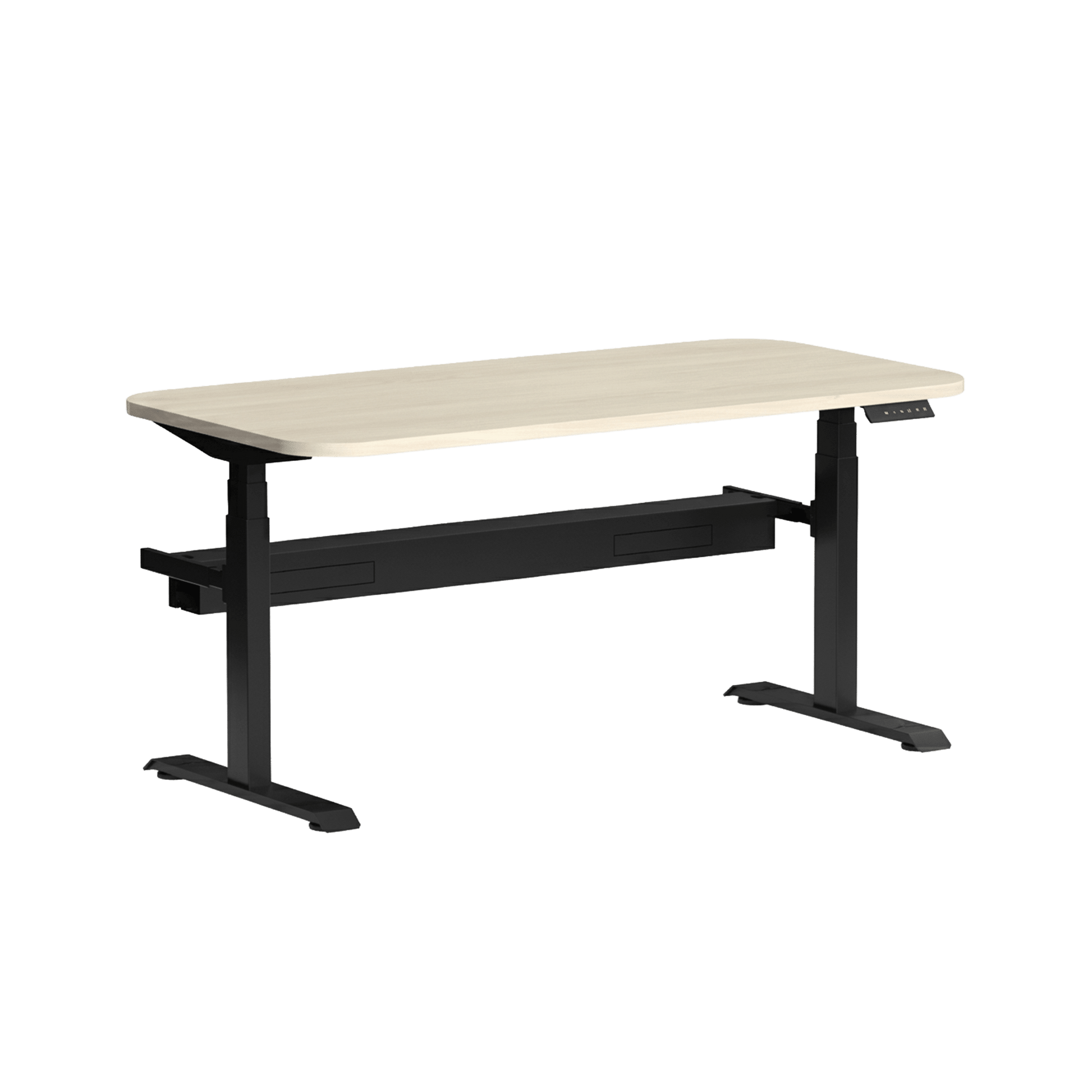 Klass Curve Height Adjustable Standing Desk with Cable Management 1500x750 Black Nordic Maple